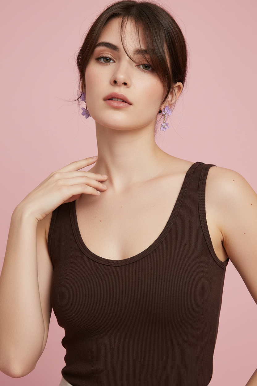 Top Alessia – Canottiera a Costine con Scollo Rotondo