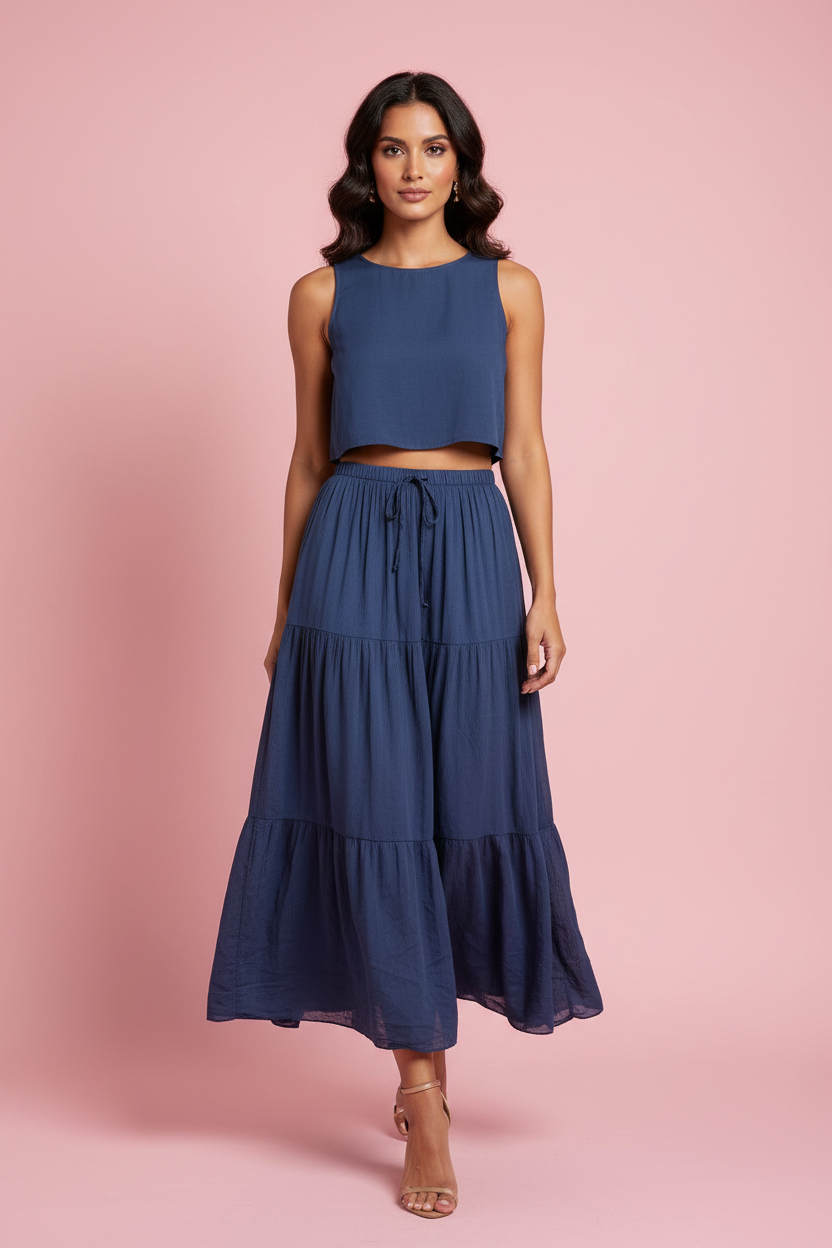 Gonna Cinzia – Gonna Lunga a Balze in Blu
