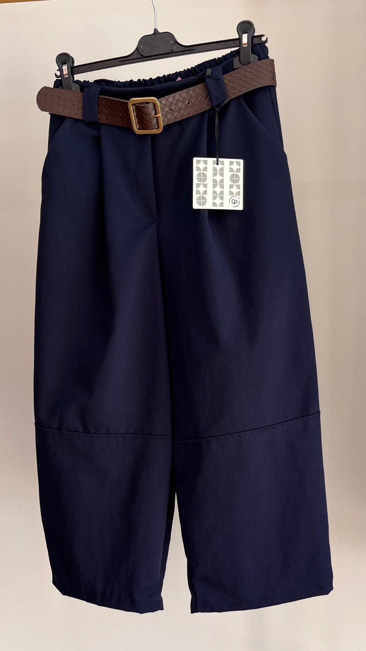 Pantalone Marlena blu a gamba ampia cropped