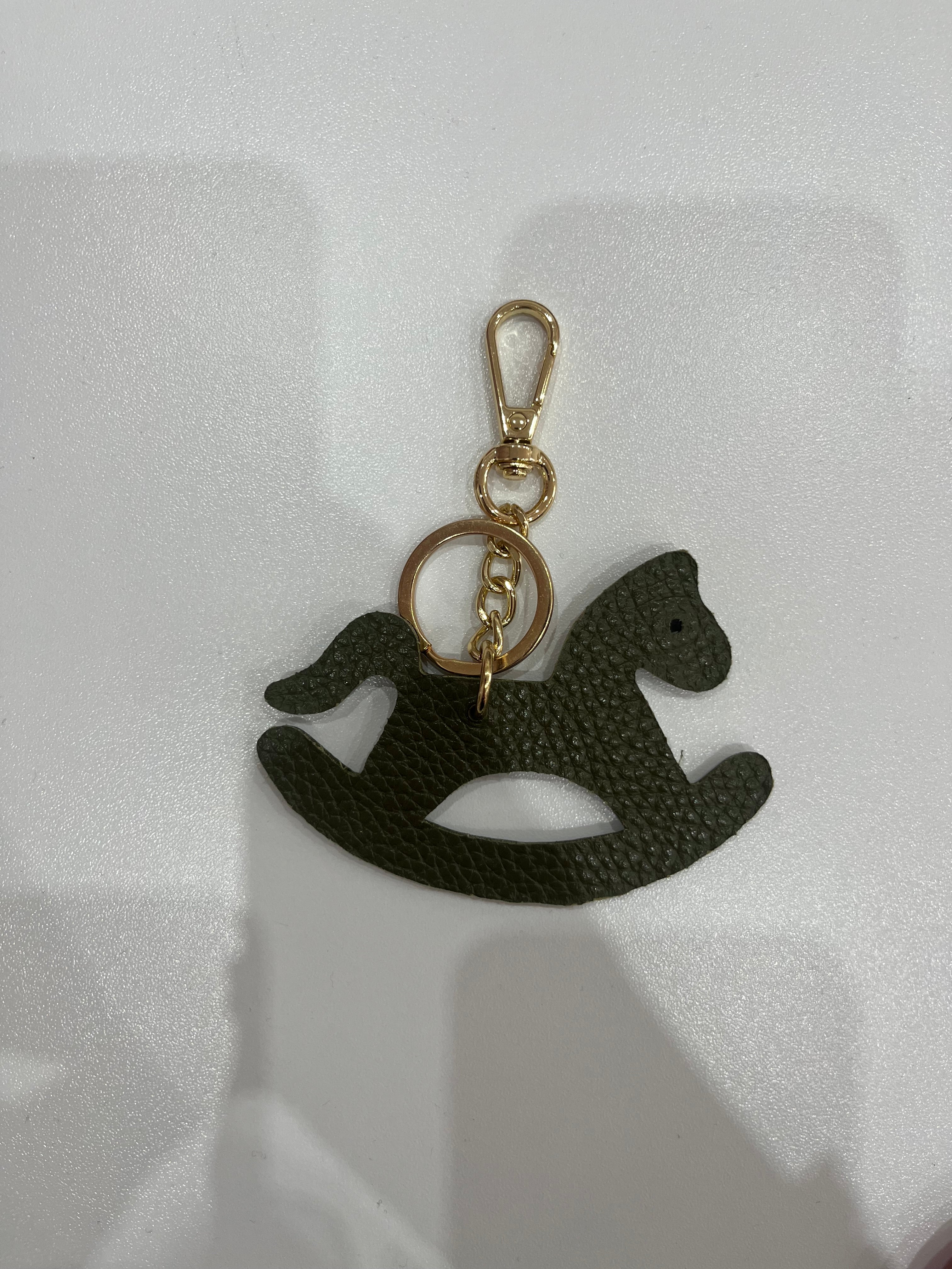 Portachiavi in Vera Pelle con Charm Cavallino o Cuore | Accessorio Borsa Donna