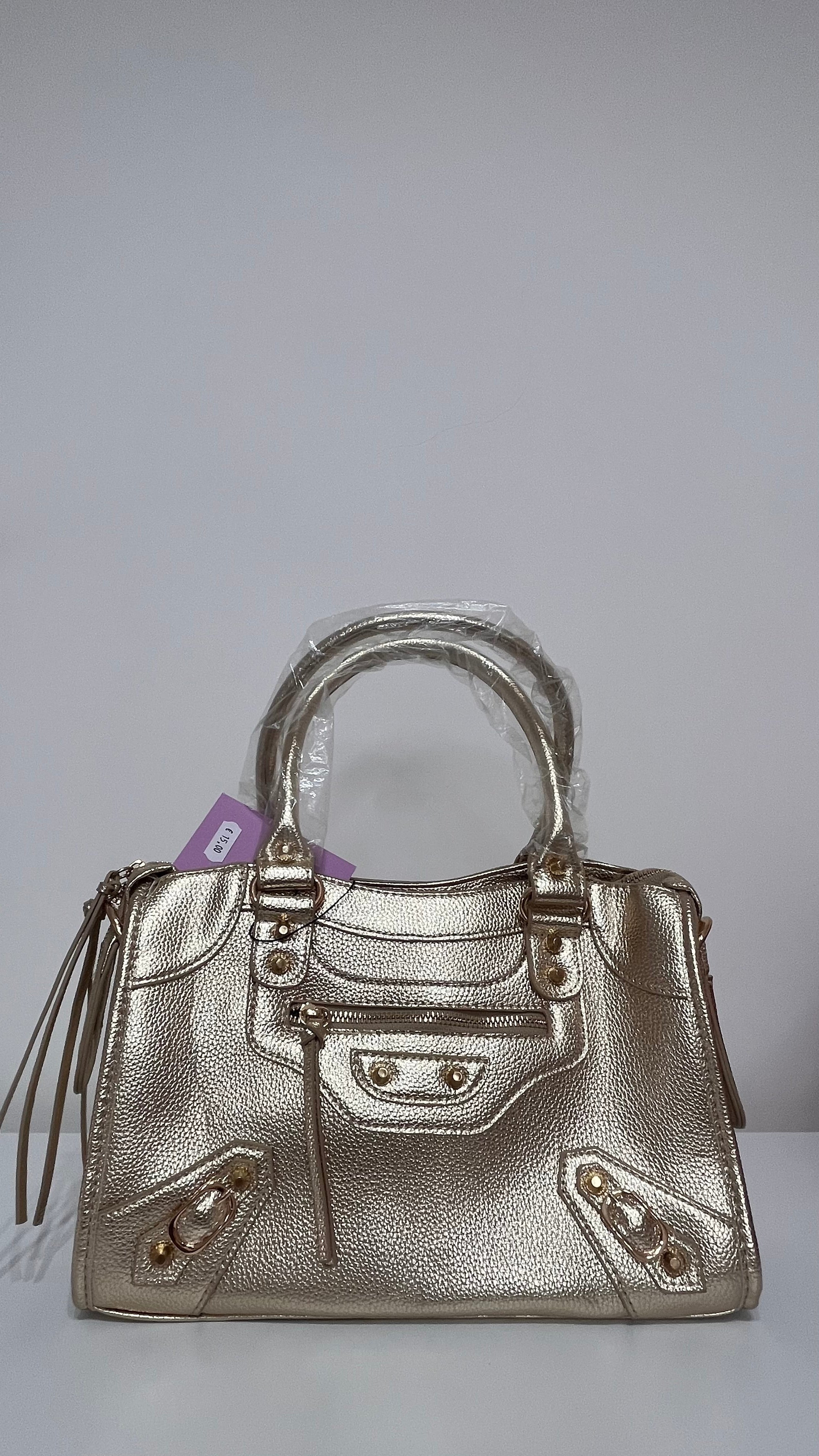 Borsa Donna Effetto Pelle Metallizzata Oro/Bronzo con Tracolla | Stile Glam Chic
