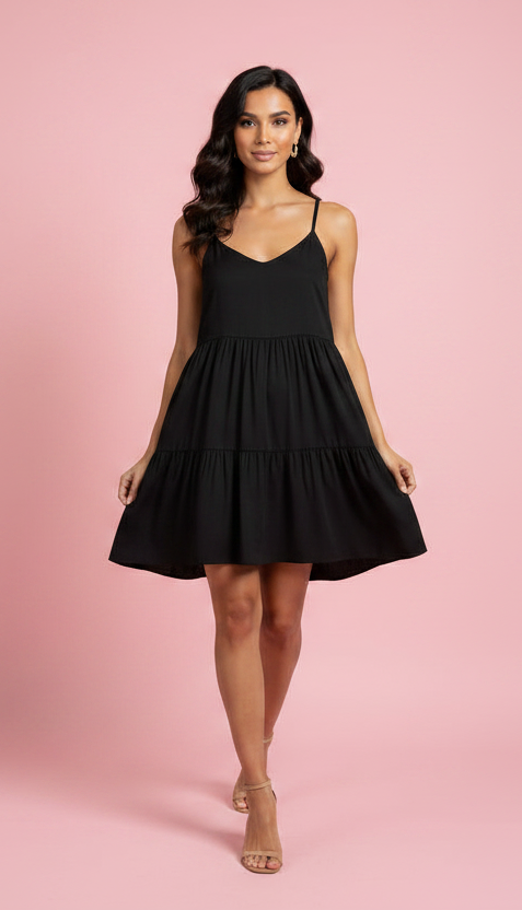 Vestito Priscilla – Abito Corto a Balze con Spalline