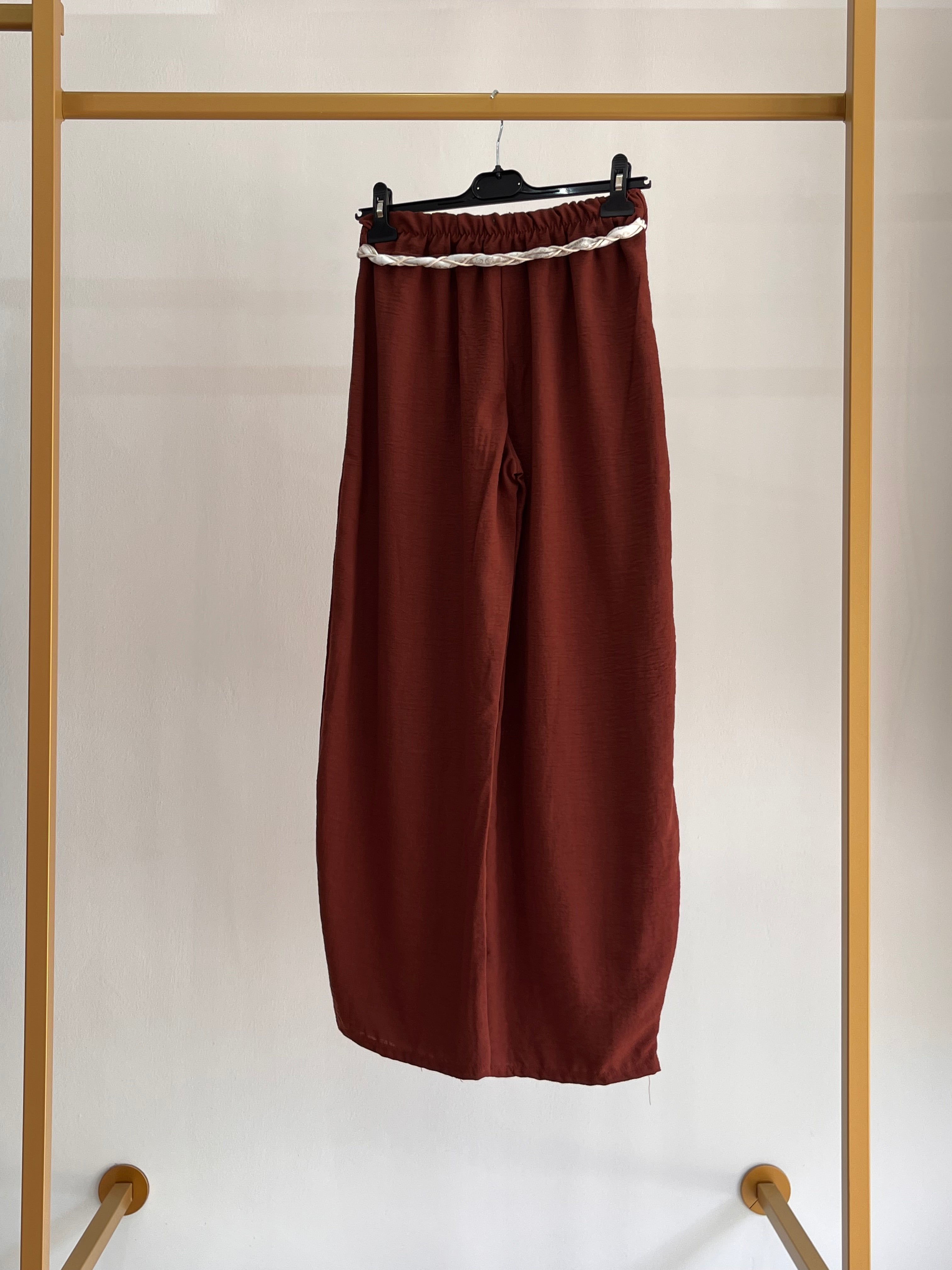 Pantalone Giulia - Pantalone Palazzo con Cintura Corda – Donna Casual Chic