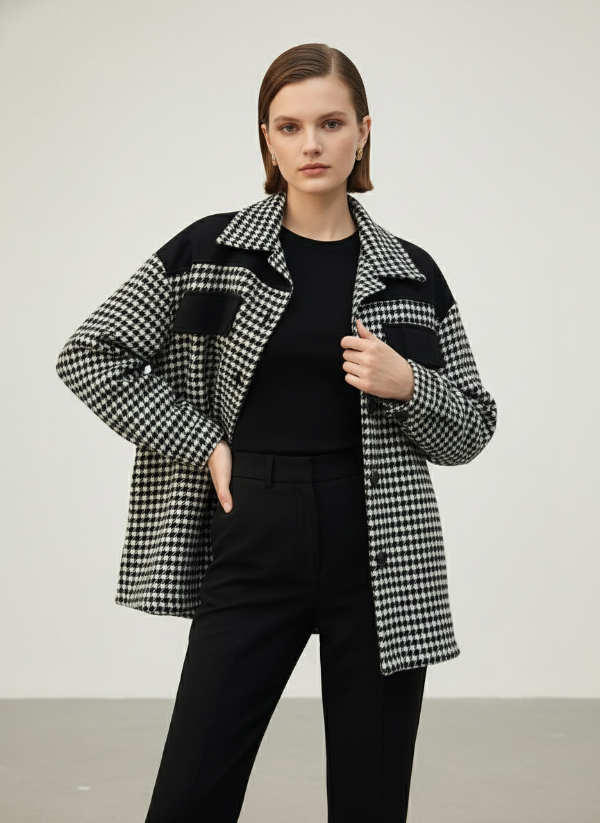 Camicione Paula Pied de Poule - Camicia Oversize Donna