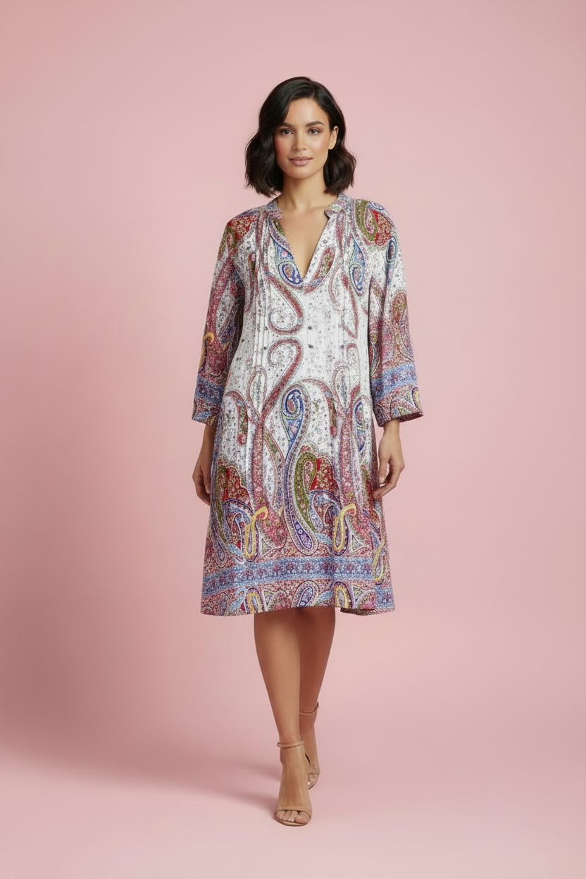 Camicia Stella – Blusa Paisley Multicolor con Stampa Orientale