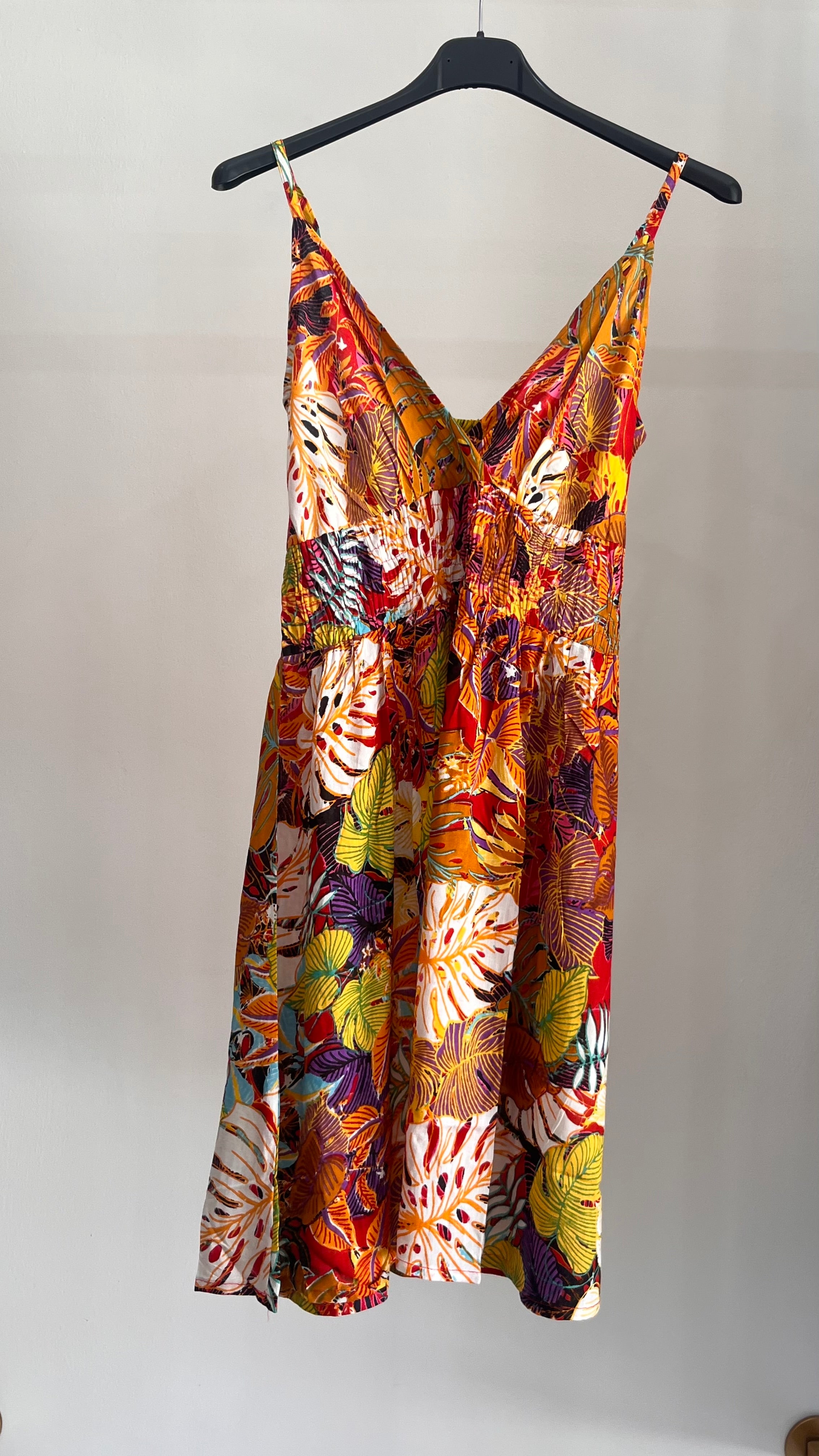 Vestito Delia – Vestito Mare Fantasia Tropicale con Spalline Sottili
