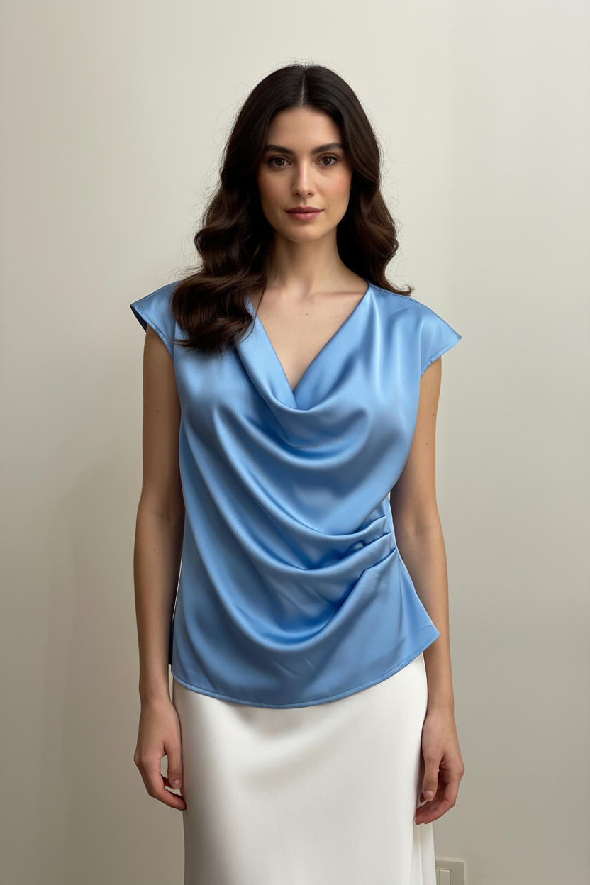 Blusa Atenea Satinata Senza Maniche – Top Donna Elegante e Versatile