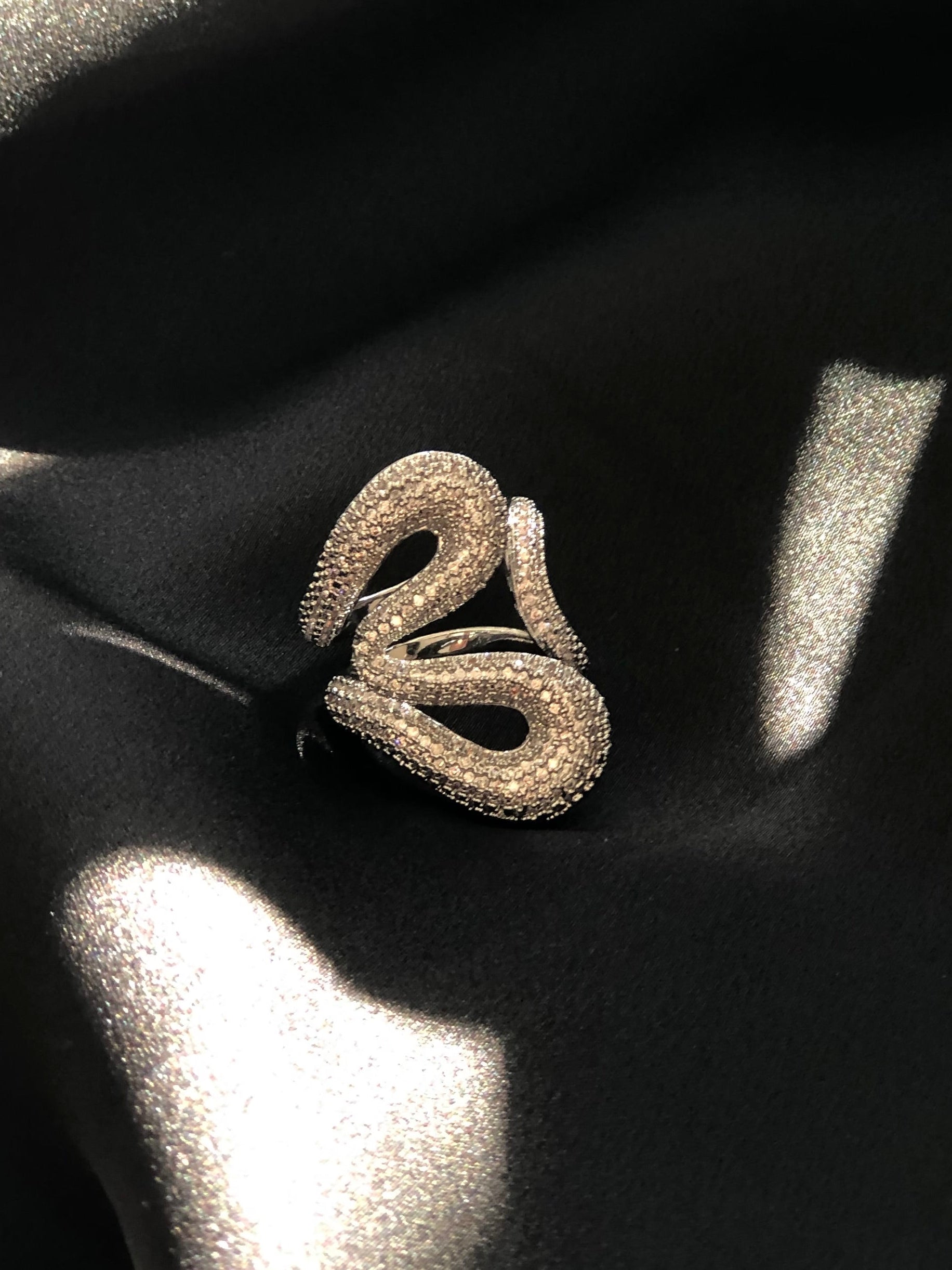 Anello Cinzia Serpente con Strass - Anello Acciaio Donna