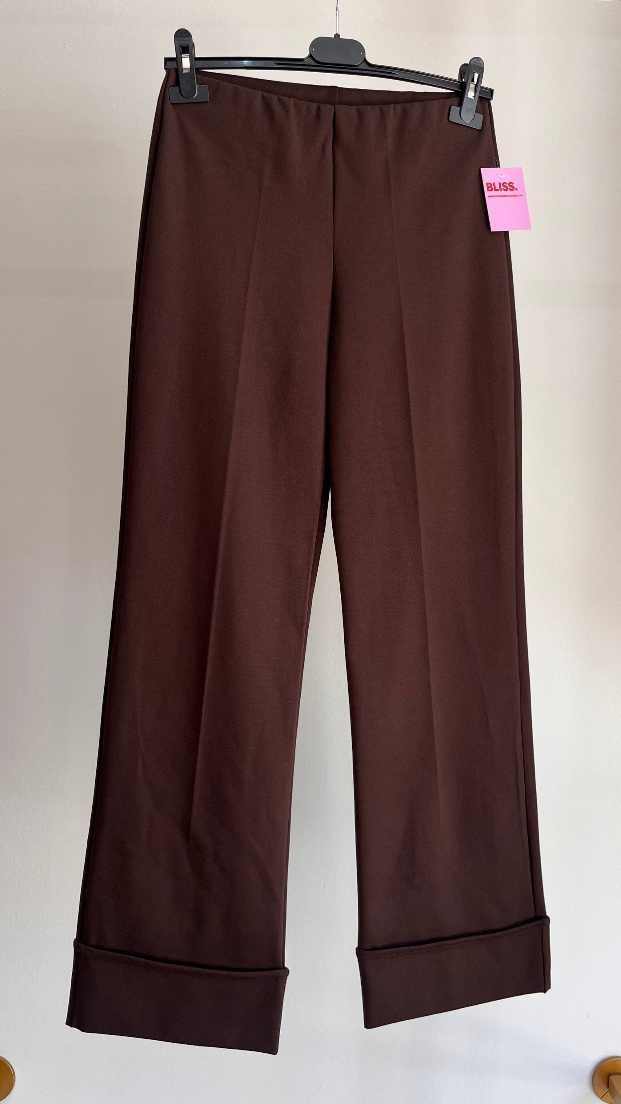 Pantalone Lena – Pantalone a Gamba Larga con Risvolto
