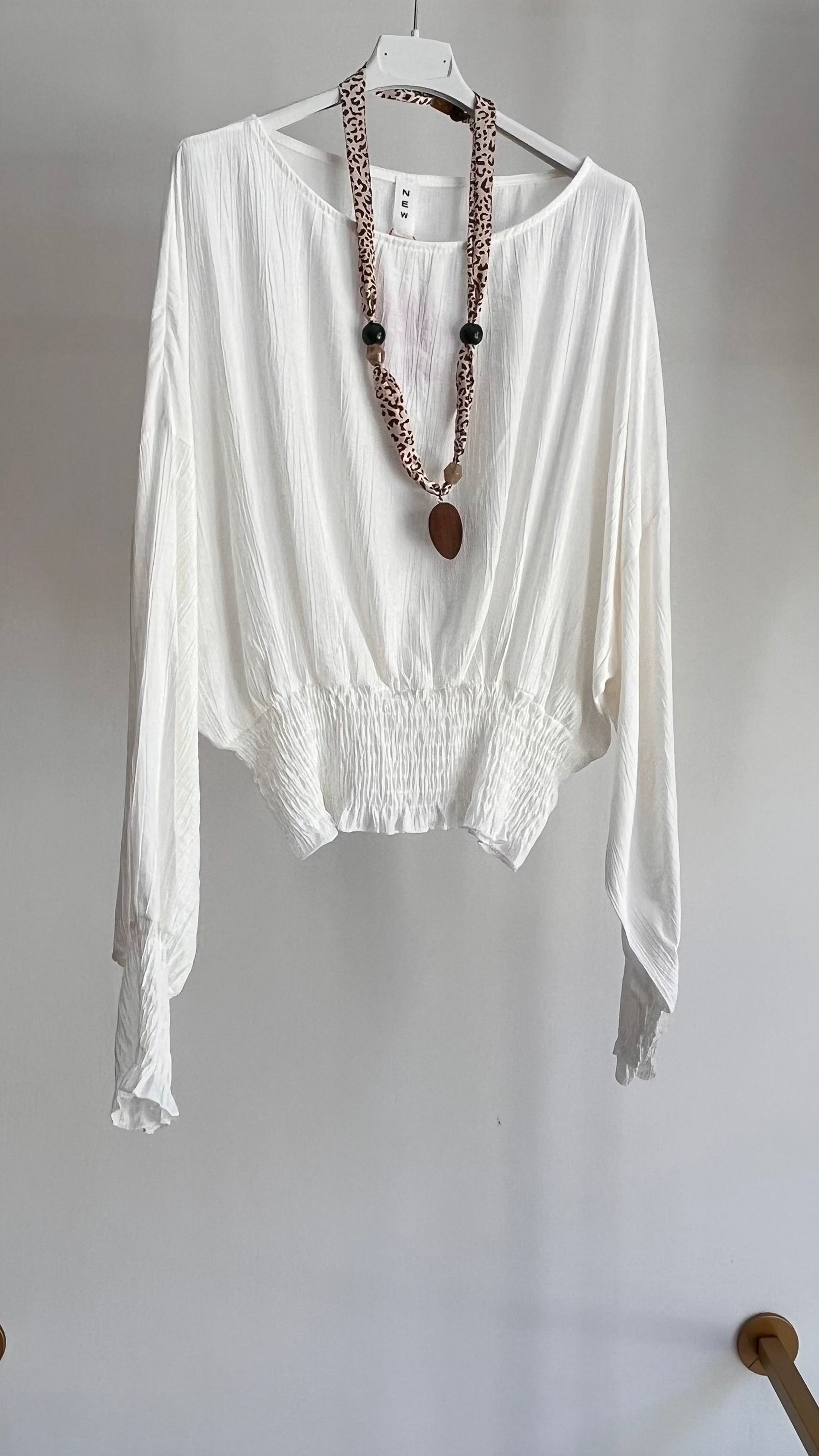 Blusa Gilda – Maglia Oversize con Vita Smock