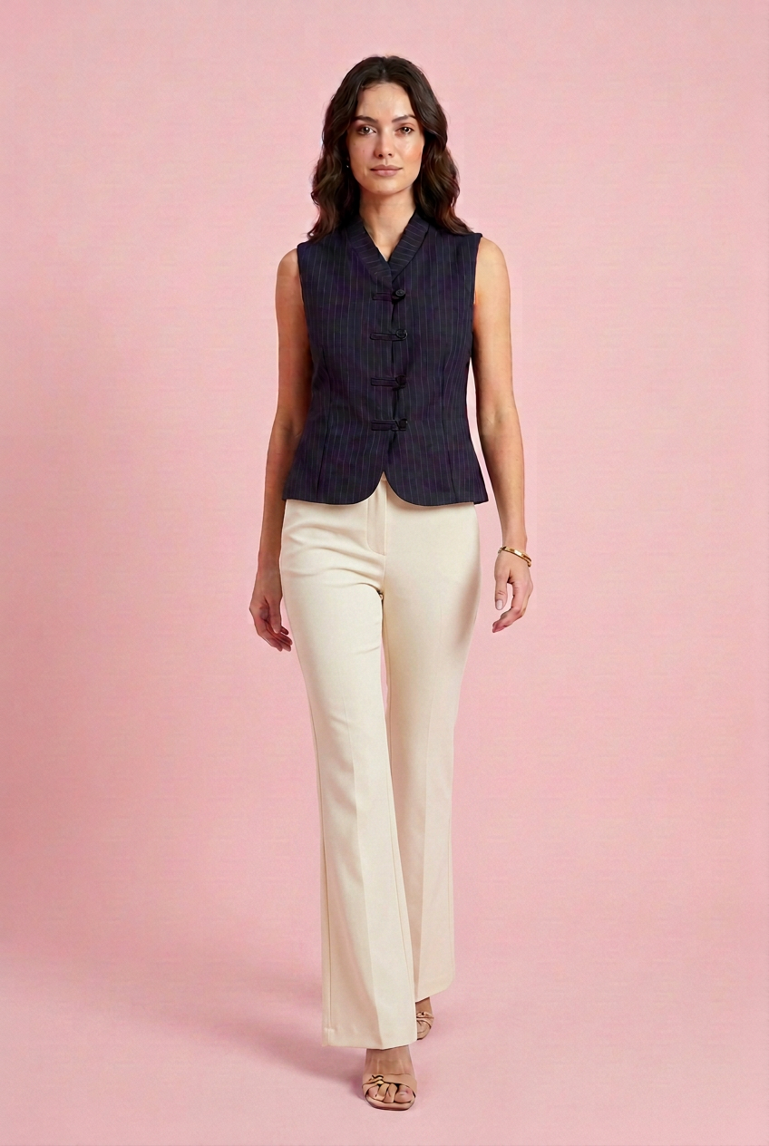 Gilet Patrizia - gilet gessato con bottoni