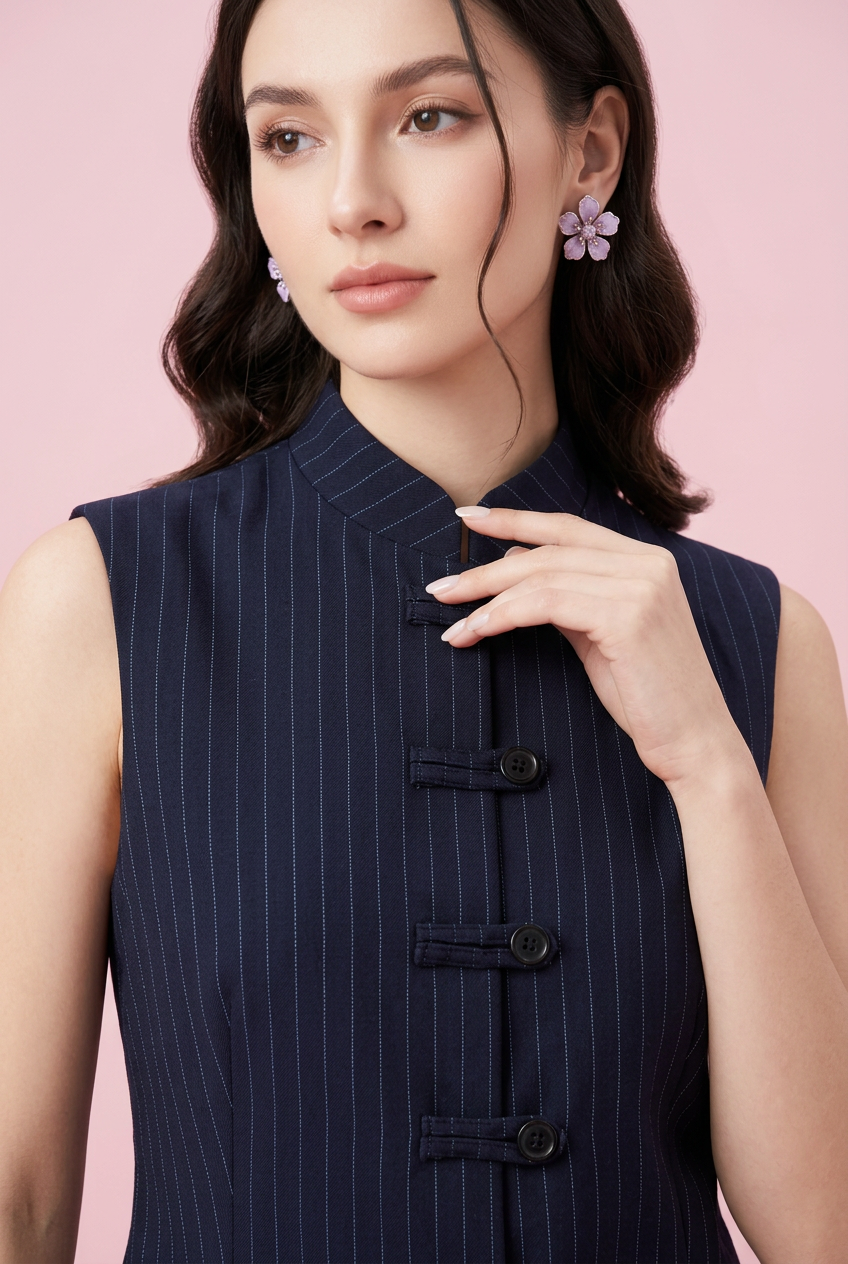 Gilet Patrizia - gilet gessato con bottoni