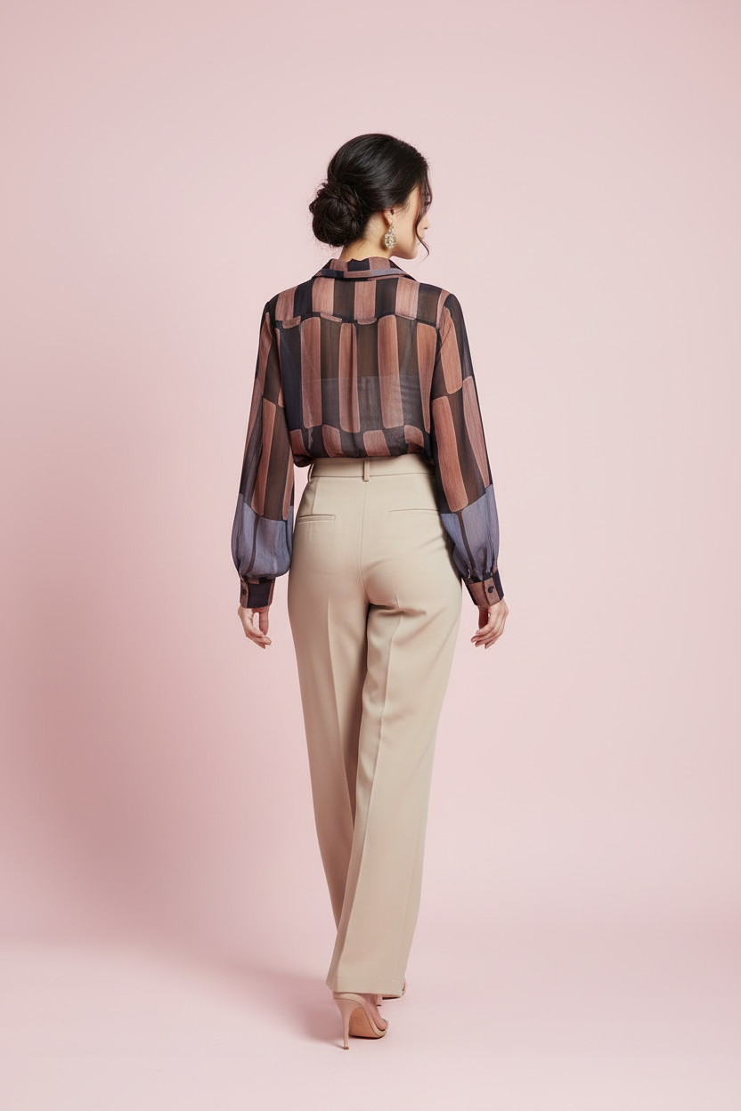 Camicia Giovanna – Camicia in Chiffon con Stampa Geometrica