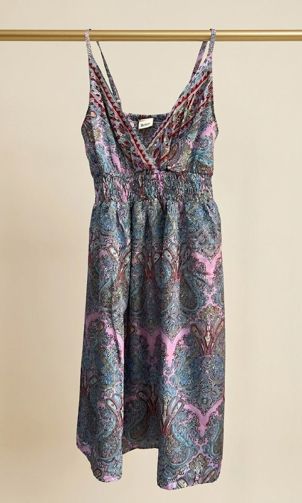 Vestito Alina – Abito Corto Paisley con Vita Smock