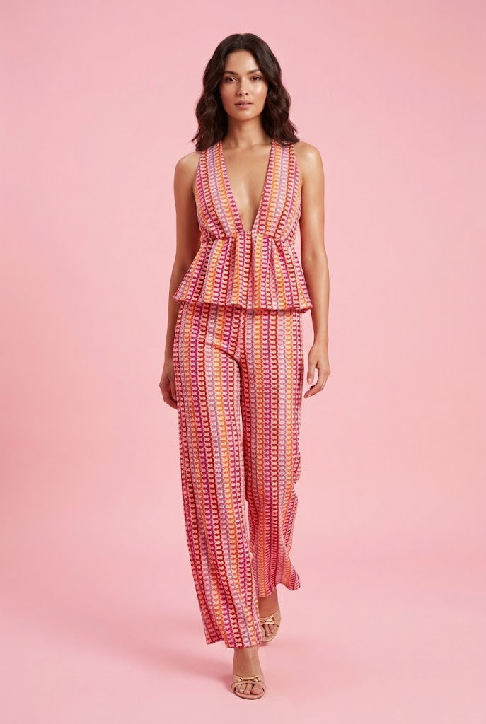 Coordinato Cindy – Top e Pantalone Stampa Geometrica