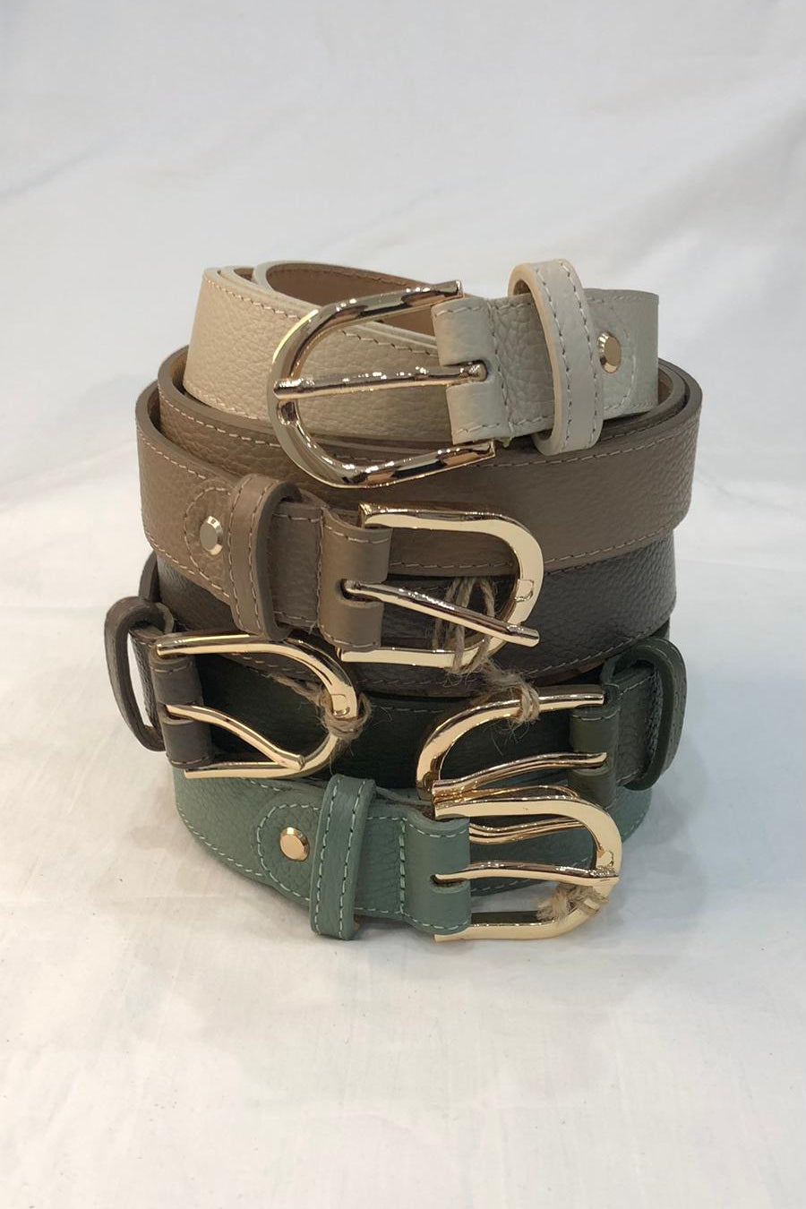 Classica - cintura in pelle con fibbia gold