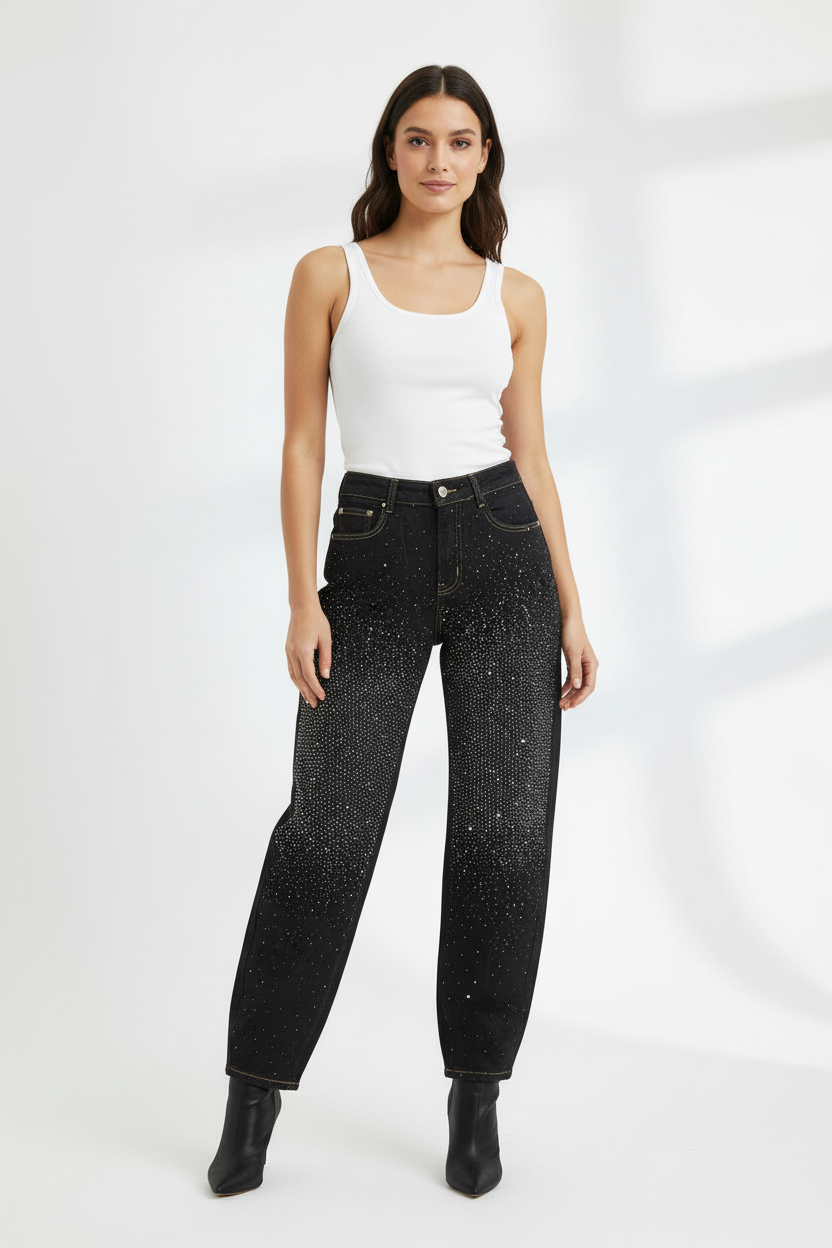 Jeans balloon su modella